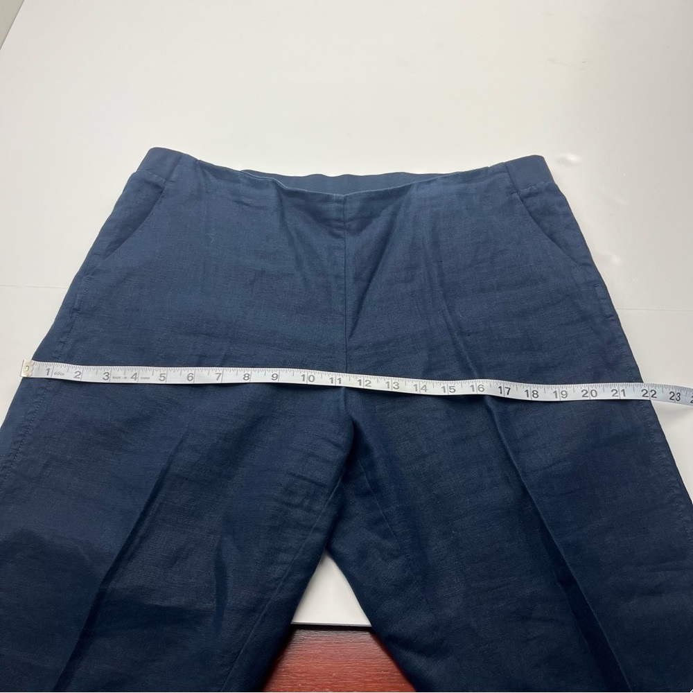 J. Jill Love‎ Linen Cropped Pants Womens Large Petite Navy Blue Pull On Pockets - Picture 7 of 13